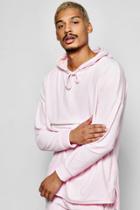 Boohoo Oversized Velour Hoodie With Zip Detail Pink