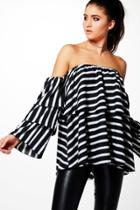 Boohoo Emily Stripe Woven Off The Shoulder Top Multi