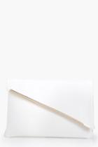 Boohoo Amber Fold Over Metal Detail Clutch Bag White