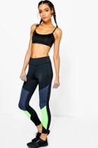 Boohoo Isobel Fit Colour Block Running Legging Green