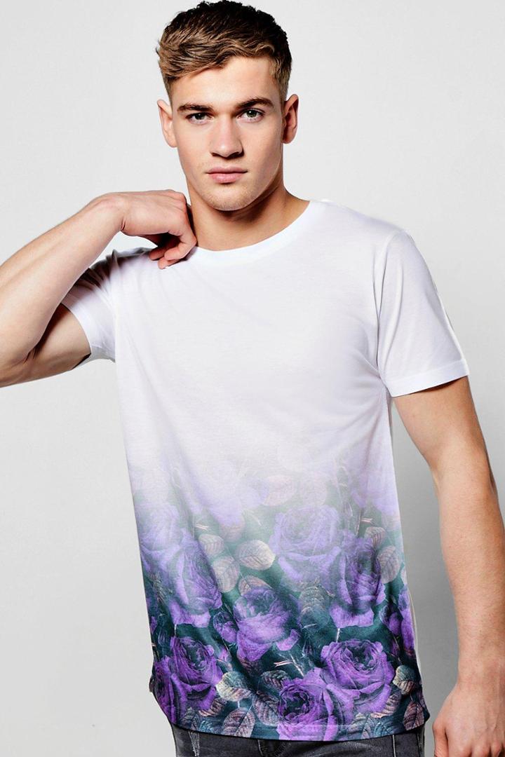 Boohoo Rose Faded Sublimation T Shirt Purple