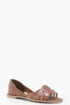 Boohoo Erin Wide Fit Woven Leather Ballets