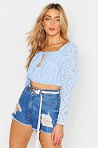 Boohoo Broderie Anglaise Peasant Top