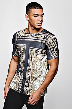 Boohoo Panelled Baroque Print T-shirt