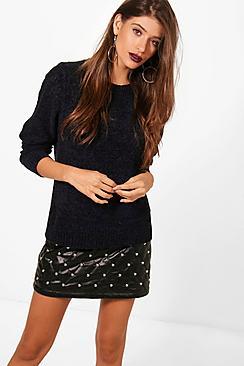 Boohoo Lacey Chenille Crew Neck Jumper