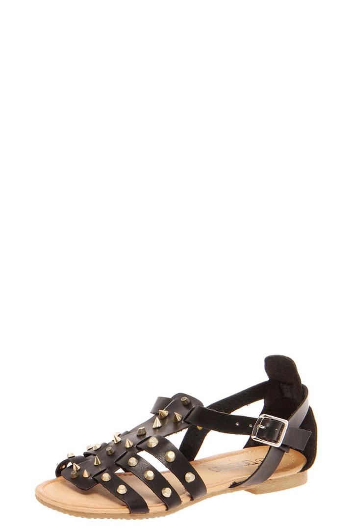 Boohoo Adisone Leather Stud Trim Gladiator - Black