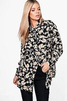 Boohoo Lucy Dark Floral Oversized Shirt