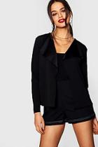 Boohoo Faye Crop Long Sleeve Waterfall Duster