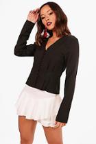 Boohoo Betty Button Detail Crop Blouse