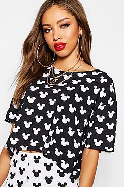 Boohoo Disney Repeat Mickey Crop Top