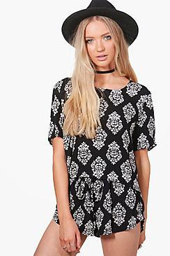 Boohoo Zaira Woven Cami Short Printed Co-ord
