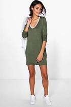 Boohoo Nikki V Neck Contrast T-shirt Dress