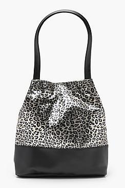Boohoo Ella Metallic Leopard Block Shopper