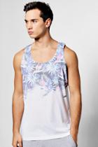 Boohoo Tropical Faded Sublimation Tank Top White