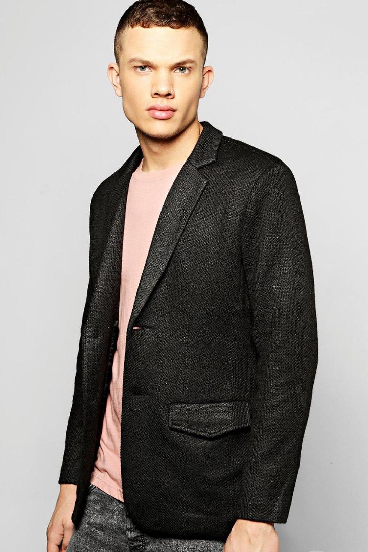 Boohoo Flecked Casual Blazer Black