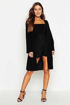 Boohoo Petite Collarless Wrap Duster Jacket
