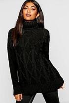 Boohoo Roll Neck Cable Knit Sweater
