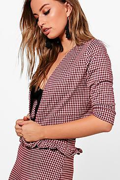 Boohoo Gingham Frill Jacket