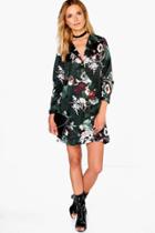 Boohoo Hanalei Floral Pyjama Shirt Dress Emerald