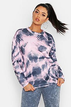 Boohoo Tie Dye Oversized Crew Neck Sweat