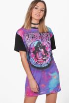 Boohoo Petite Matilda Electric Tie Dye T-shirt Dress Pink