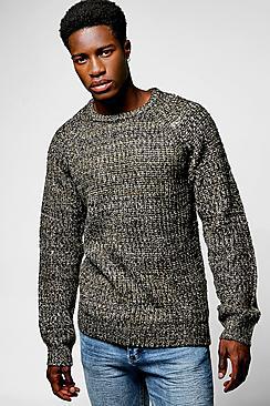 Boohoo Crew Neck Twisted Yarn Fisherman Knit Jumper