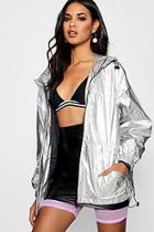 Boohoo Sophia Metallic Wind Breaker Jacket