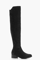 Boohoo Violet Ruffle Side Flat Over The Knee Boot