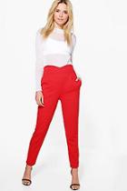 Boohoo Bex High Waist Slim Fit Crepe Trousers