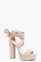 Boohoo Ellie Platform Wrap Strap Two Part Nude