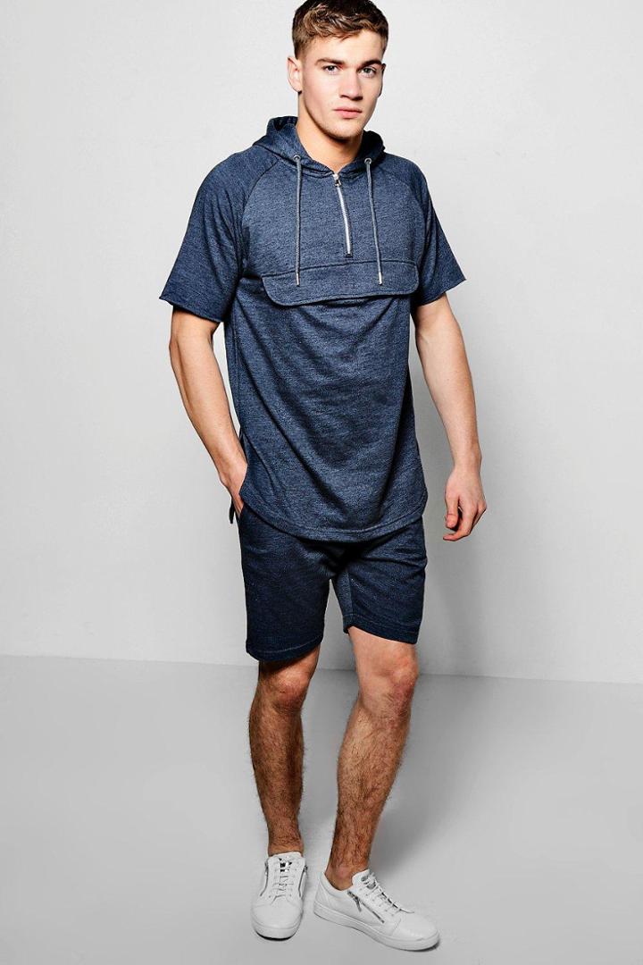 Boohoo Hoodie & Short Set Navy