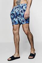 Boohoo Blue Tropical Print Swim Shorts