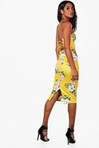 Boohoo Kelly Floral Cross Strappy Back Midi Dress