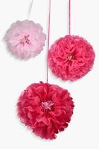 Boohoo 3 Pack Pink And Blush Flower Pom Poms