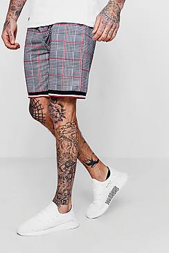 Boohoo Mid Length Jersey Printed Checked Short