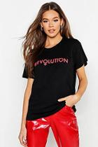 Boohoo Revolution Slogan T-shirt