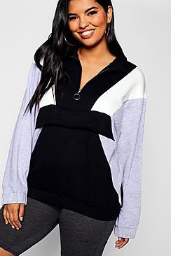 Boohoo Plus Ring Pull Pocket Detail Sweat Top
