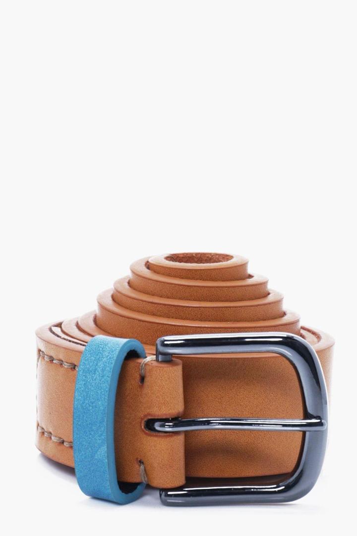 Boohoo Pu Belt With Contrast Keeper Tan