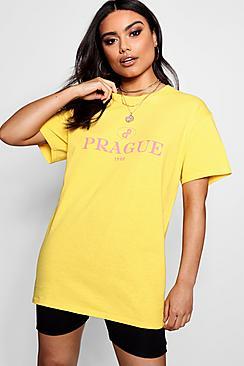 Boohoo Lillie Prague Slogan Tee