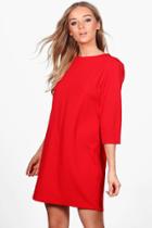 Boohoo Grace Crepe Tailored Shift Dress Red
