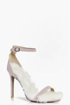 Boohoo Darcy Faux Fur Lined Two Part Heels Nude