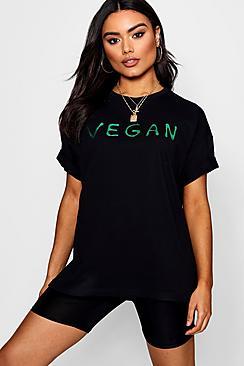 Boohoo Bella Vegan Metallic Slogan Tee