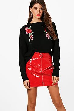 Boohoo Karina Floral Embroidered Jumper