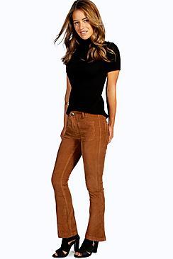 Boohoo Petite Abi Cord Flare Trousers