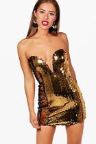 Boohoo Petite Immie Sequin Plunge Party Dress