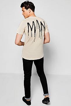 Boohoo Longline Curved Hem Man T Shirt