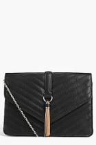 Boohoo Rose Quilted Tassel Trim Cross Body Bag