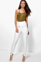 Boohoo Tall Daisy Pu Zip Detail Leggings Cream