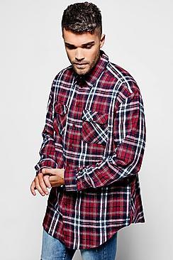 Boohoo Double Flap Pocket Check Shirt