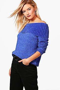 Boohoo Chenille Bardot Jumper